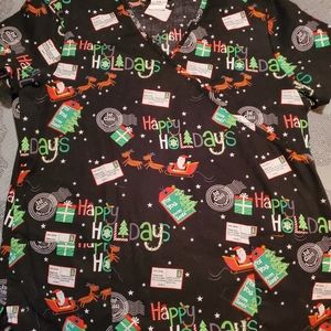 Christmas scrub top